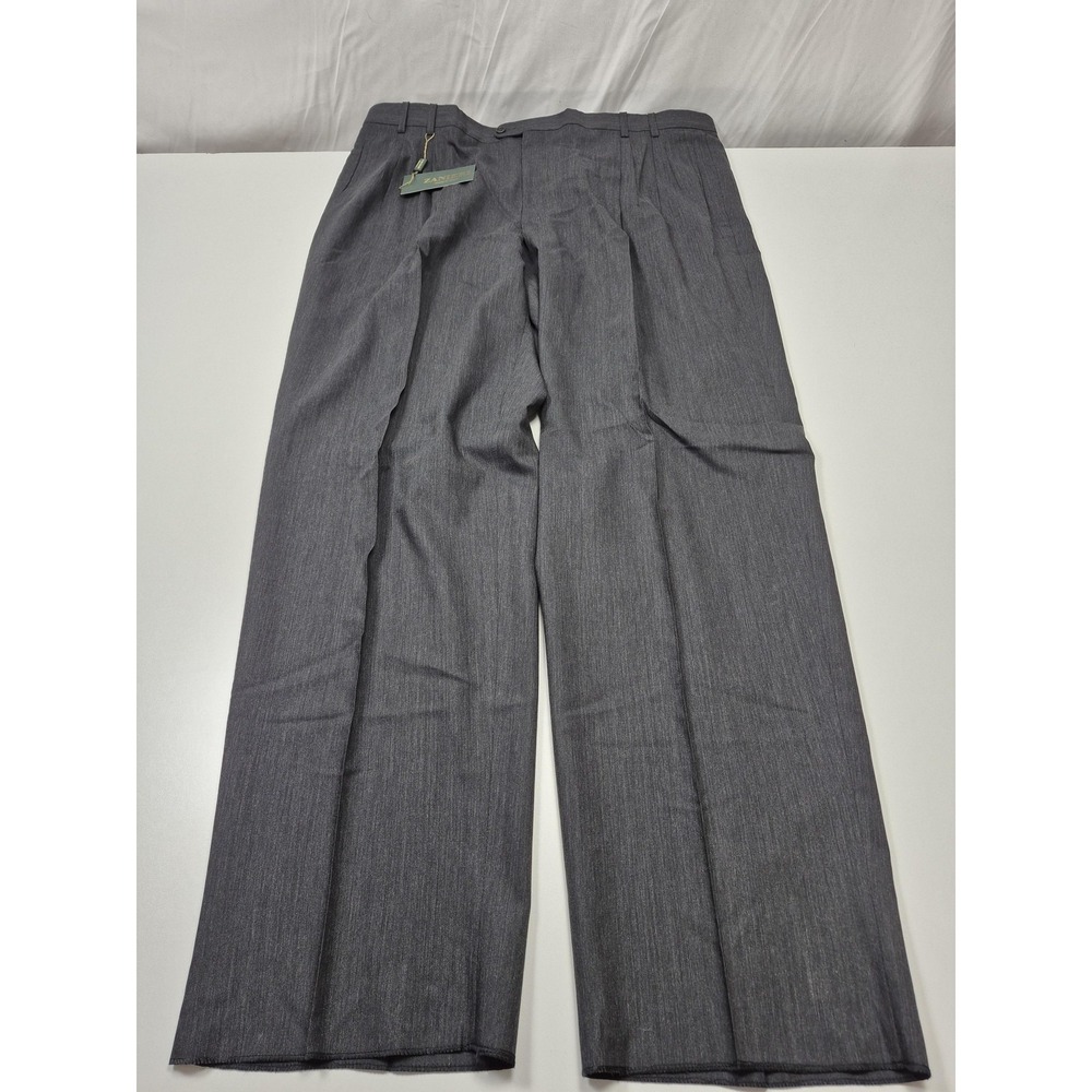 VTG Zanieri Dress Pants Mens 40x37 Gray Wool Pleated Unhemmed Super 100s Italy